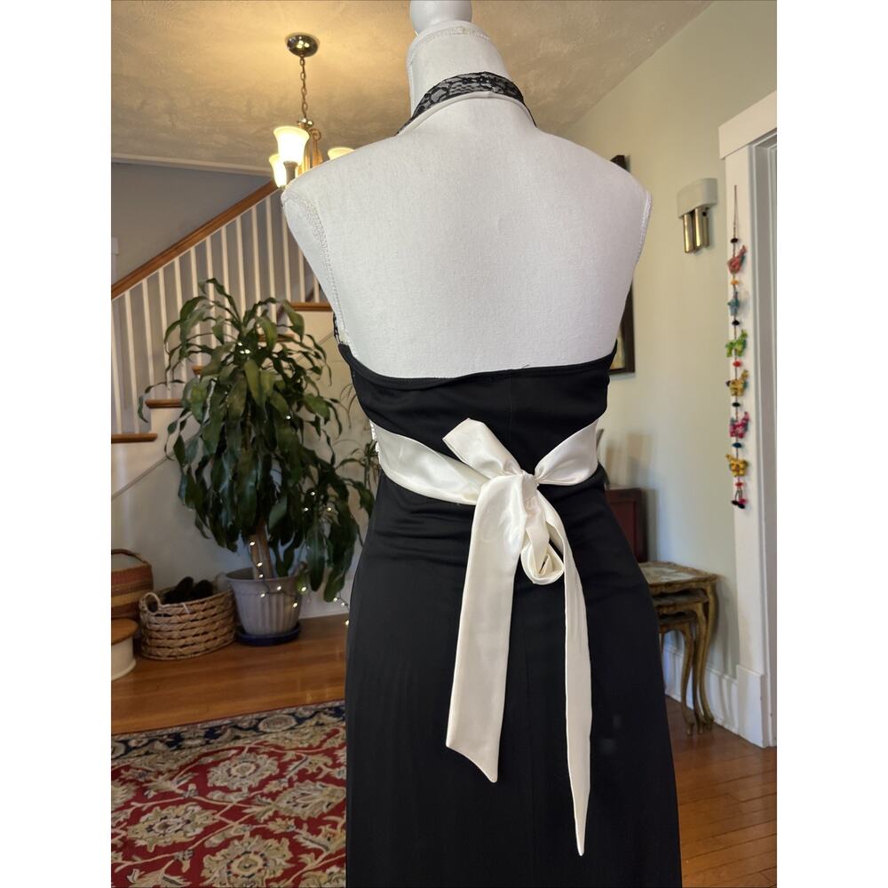 Vintage Taboo S M Y2k Halter Dress Lace Whimsygoth Sheer Babydoll Maxi Prom Hoco - Picture 7 of 15